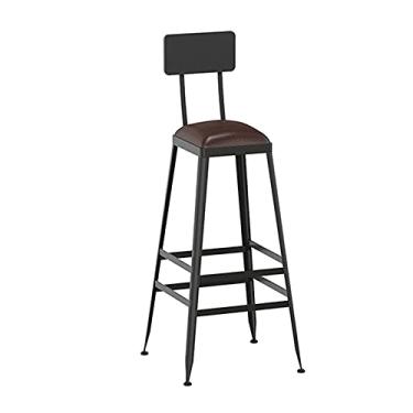 Imagem de LULUMAIC Banquetas de bar de luxo com banco Baramio de metal na perna de metal em couro de luxo