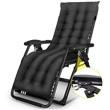 Imagem de Espreguiçadeira de jardim, cadeira dobrável, cadeiras de acampamento, tamanho grande, com bloqueio de gravidade zero, espreguiçadeira, jardim e ar livre, cadeira de praia dobrável com almofada de