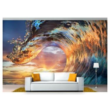 Imagem de Papel De Parede Praia Mar Onda Sol Tubo 3D Npr222 - Você Decora