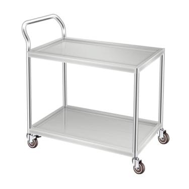 Imagem de Carrinho de cozinha de aço inoxidável, carrinho de serviço portátil com alça e rodízios giratórios para hospital, laboratório, restaurante, hotel - 80 x 50 x 90 cm (uma cor 100 x 60 x 95 cm)