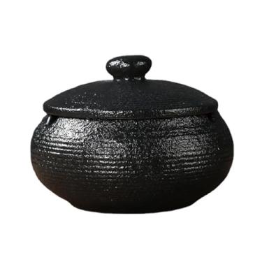 Imagem de Cinzeiro redondo criativo cinzeiro de cerâmica escritório sala de estar retro selado com tampa cilindro de charuto cinza doméstico para escritório em casa