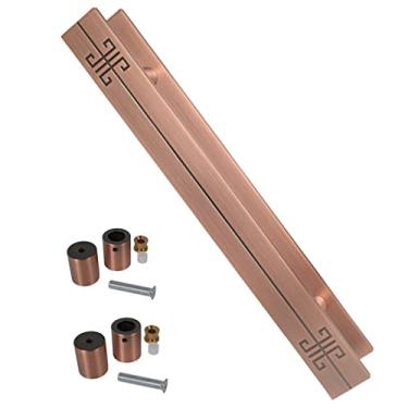 Imagem de Maçaneta de porta de celeiro deslizante maçaneta de porta de celeiro dupla face para portas deslizantes de vidro, puxador de porta de placa de alumínio plana com pelúcia, ferragens para porta de