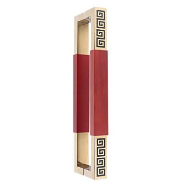 Imagem de STXYANGV Maçaneta de porta grande retangular com barra de apoio de madeira, barra de puxar de porta emparelhada exterior interior, conjunto de ferragens de porta comercial, 42 1/2, 60, 80 cm de