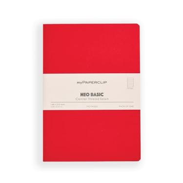 Imagem de myPAPERCLIP Caderno pautado NeoBasic A5 | 192 páginas, 80 GSM, capa macia 250 GSM, A5 (14,8 x 21 cm) | Vermelho