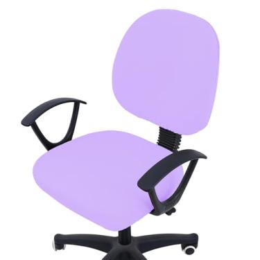 Imagem de Smiry Capas de cadeira de escritório jacquard elásticas, removíveis e laváveis, universais, para cadeira giratória, capa para assento + encosto, lavanda