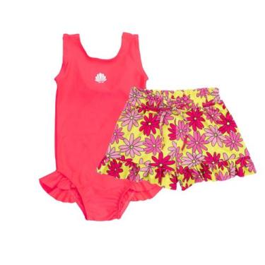 Imagem de Maiô Praia Infantil +Shorts Saída De Praia Menina ProteçãoUV - Fofotin