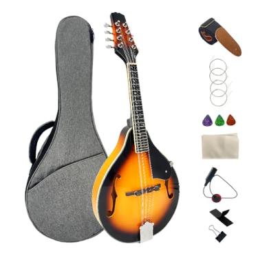 Imagem de ModouString Mandolim Instrumento Musical Estilo A, Bandolim Acústico para Profissionais e Iniciantes, 8 Cordas de Basswood com Bolsa, Captador e Acessórios Sunburst