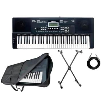 Imagem de Teclado Musical Revas Kb-330 61 Teclas Preto C/Capa E Sup