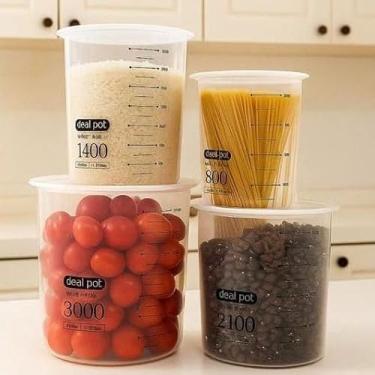 Imagem de Seal Pot Kit 4 Potes Herméticos Empilháveis de Plástico com Dosador, 800ml, 1400ml, 2100ml, 3000ml