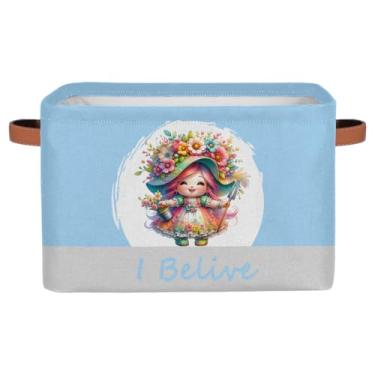 Imagem de Cestas de armazenamento pequenas, azul, adorável elfo com alças, caixas de armazenamento de brinquedos infantis, organizador de cubo de tecido dobrável, cesto organizador para berçário, sala de estar