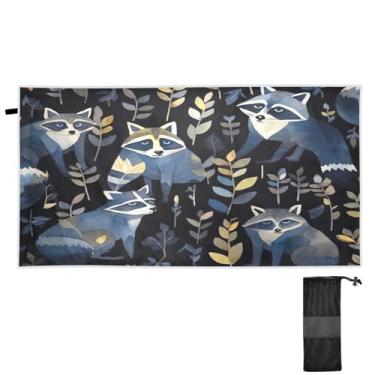 Imagem de Blueangle Toalha de praia de guaxinins preto escuro - Toalhas de viagem compactas e leves - Toalha de secagem rápida super absorvente para natação, acampamento e férias (500)