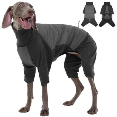 Imagem de ROZKITCH Casacos para cães grandes à prova d'água de inverno, macacão de roupas de corpo inteiro, casacos de clima frio, macacão de neve de quatro pernas com orifício para trela, colete de lã grande