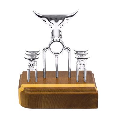 Imagem de Nakagawa Kit Churrasco Premium, Tridente Touro em Zamac com 6 Garfos e Base em Madeira Imbuia, 7 Peças para Servir Carnes e Petiscos