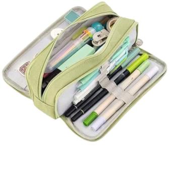 Imagem de Estojo De Lápis De Tecido De Grande Capacidade Camada/Double Sided Pen Bag Pencil Case/Escolar(Verde)