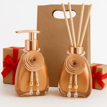 Imagem de Kit Aromatizador + Saboneteira 250ml Luxo Rose Gold – Presente Decorativo com Frasco de Vidro Premium(Alecrim)