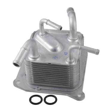 Imagem de VekAuto Kit de refrigerador de óleo do motor compatível com Nissan Versa 2012-2019, radiador de óleo de transmissão de tom prateado de liga de alumínio durável com vedações O-ring