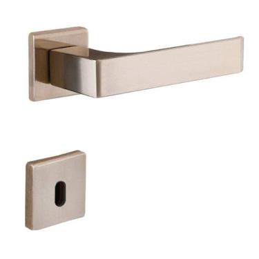 Imagem de Fechadura Interna Reta Roseta 6cm Latonado Quadratta Aliança - Aliança