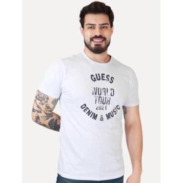 Imagem de Camiseta Guess Masculina World Tour 2021 Branca Tamanho:M/M, M/M