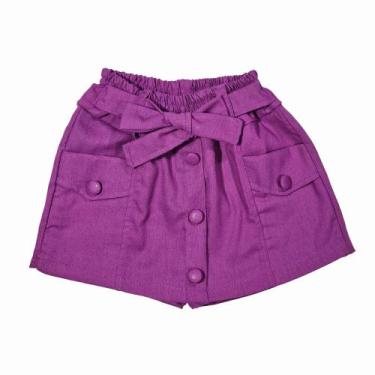 Imagem de Short Saia Menina Shortinho Infantil Primavera Verão - 2L Kids, Fúcsia