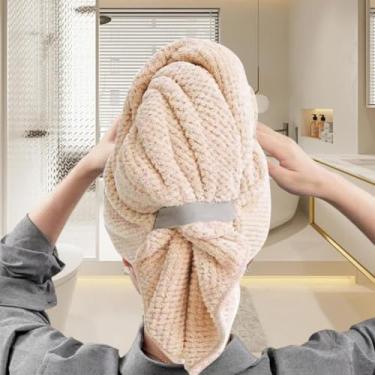 Imagem de Toalhas de microfibra para toalha de cabelo - Toalha de cabelo de microfibra grande com turbante super absorvente