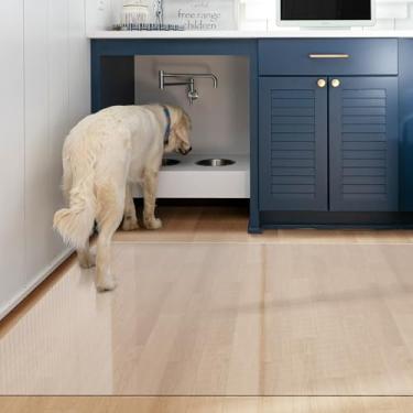 Imagem de ZPAI Tapete de piso transparente de 1,8 m x 1,5 m, capa de vinil plana e impermeável atualizada, grande resistente a manchas, protetor de piso para cozinha, sala de jantar, áreas de alto tráfego