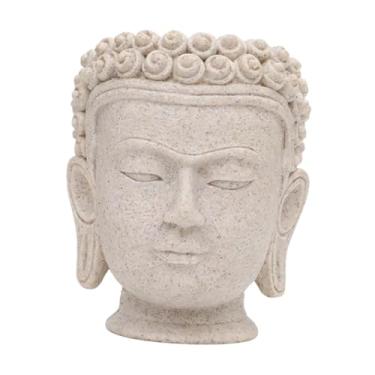 Imagem de Dualoai Vaso de Flores em Formato de Cabeça de Buda, Floreira, Escultura, Presente, Planta Decorativa para Casa, Vaso de Flores, Floreira para Jardim, Escritó, Altura 10,6 cm