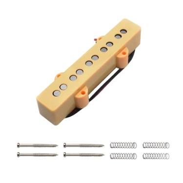 Imagem de Dynwave Captador de baixo com afinador, fácil de instalar, profissional, de substituição, leve, portátil, para 5 cordas, pré-amplificador de, Amarelo, Ponte