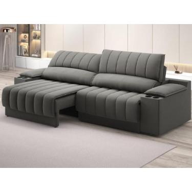 Imagem de Sofá com Porta Copos e Carregador USB Retrátil e Reclinável Murano 2,0