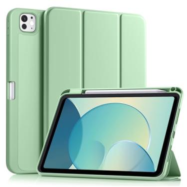 Imagem de Akkerds Capa para iPad Pro de 11 polegadas (M5/M4) 2025/2024 6ª/5ª geração com suporte para lápis, capa protetora para iPad Pro de 11 polegadas com suporte de três dobras/parte traseira de TPU macio