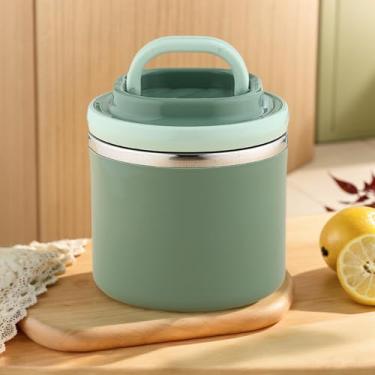 Imagem de Lancheira – Recipiente térmico com tampa à prova de vazamento, pote de refeição isolado de grande capacidade, caixas Bento portáteis para escritório, viagens, acampamento, fácil de limpar