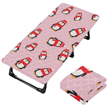 Imagem de Burbuja Lençol de berço de pinguins para crianças, lençol de cochilo acolchoado portátil com faixa elástica para meninas e meninos, lavável na máquina, 63,5 x 127 cm