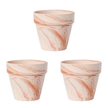 Imagem de Random Mood Vasos de terracota Macchiato – Vasos de cerâmica de argila feitos à mão com pires, conjunto de 3 – Ideal para orquídeas internas e externas