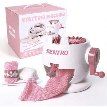 Imagem de MLMLH Máquina de tricô com contador de fileiras, kit de 22 agulhas redondas de tricô para adultos, máquina de arte giratória para crianças, kit de tear de malha dupla para cachecóis, chapéus, luvas e