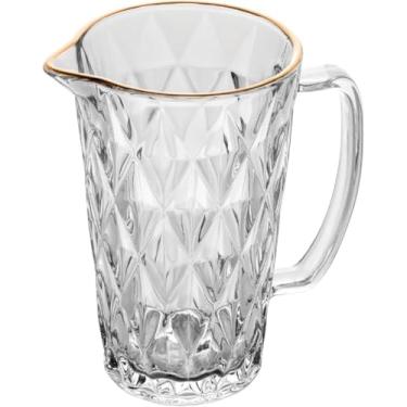 Imagem de Jarra de Vidro Lapidado 1,1L com Borda Dourada – Design Luxuoso, Resistente e Ideal para Água, Suco e Drinks