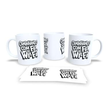 Imagem de Caneca Branca com Frase Religiosa A Fé Meu é GPS, Cruz e Design Colorido, Cerâmica (19452)