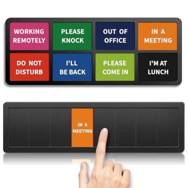 Imagem de Placas de porta de escritório, 8 opções - Não perturbe, fora do escritório, em uma reunião, trabalho remoto, por favor, bata, eu vou voltar, entrar, estou no almoço, placas de privacidade para