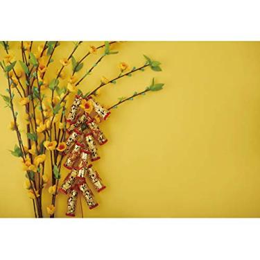 Imagem de Haoyiyi 2,7 x 1,8 m, fundo de feliz ano novo, flores amarelas, fogos de artifício, fotografia de fundo, fotografia para adultos, Natal, inverno, noivado, despedida de solteira, adereços para decoração