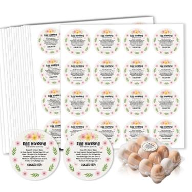 Imagem de GOMAKERER 320 etiquetas de caixa de ovos, 5 cm estilo flor pastoral adesivos de manuseio de ovos fazenda fresco colocado em adesivo PET adesivo de embalagem de ovo para caixa recipiente suprimentos