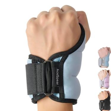 Imagem de AceSpear Pesos de pulso com trava de polegar para homens e mulheres, 500 g x 2 1,4 kg x 2 luvas de peso no tornozelo para corrida, treinamento de força, exercícios de caminhada (oceano, 500 g x 2)