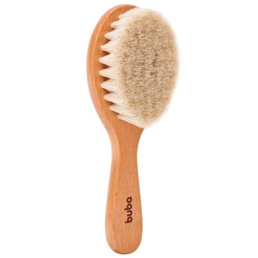 Imagem de Escova de Cabelo para Bebê +0m Madeira Ecológica Cerdas Naturais Lã Macias Buba