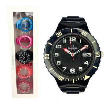 Imagem de Relógio Unissex Champion Original Troca Pulseira CP30119XV Pulseira Preta Fundo Preto-Unissex