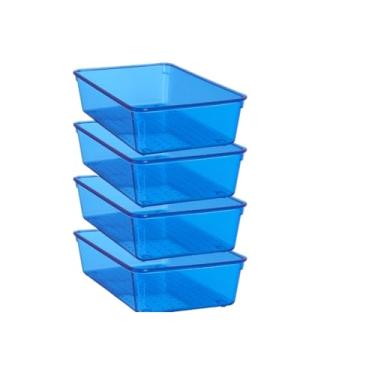 Imagem de Conjunto de 4 Gavetas Para Armazenamento No FrigoríFico, Design Transparente, Adequado Para Armazenar Frutas, Legumes e Bebidas.(4 ORGANIZADORES AZUIS)