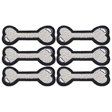 Imagem de Ainoli 6pcs Patches Padrão de Osso de Cão DIY Roupas Material de Algodão 6x2.7cm/2.4x1.1in Remendo de Tecido Bordado para Casa