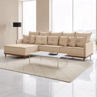 Imagem de Sofá Living 260cm Chaise Lado Esquerdo Athena Bege