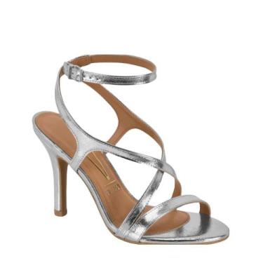 Imagem de Sandália Feminina Metalizada Salto Fino Vizzano 6249.1116, Prata, 36