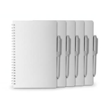 Imagem de Escritório Elegante Caderno Espiral Branco com Caneta, 21x14cm, 70 Folhas Pautadas, Material Antibacteriano, Capa PP, Wire-O (5)