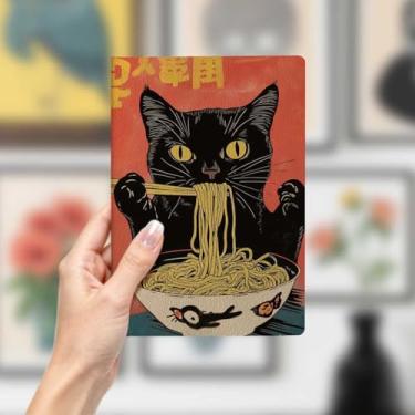 Imagem de Caderno de couro de gato, caderno A5 para anotações de escritório, agenda de 21 x 14,7 cm, agenda, diário de viagem, coisas de gato, presentes para amantes de gatos 37