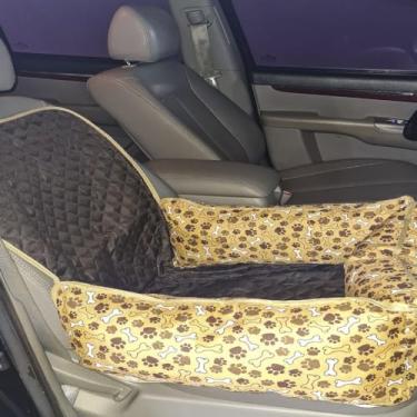 Imagem de Cama Pet 2 em 1 com Capa Protetora para Banco Traseiro – Pequeno, Estampado e Impermeável Toddy (Marrom)