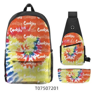 Imagem de Conjunto de mochilas, 3 peças de anime Cookiess para crianças, mochila escolar