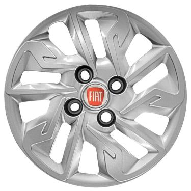 Imagem de Jogo 4 Calotas Aro 14 Fiat Argo 2017 18 19 20 Prata Emblema